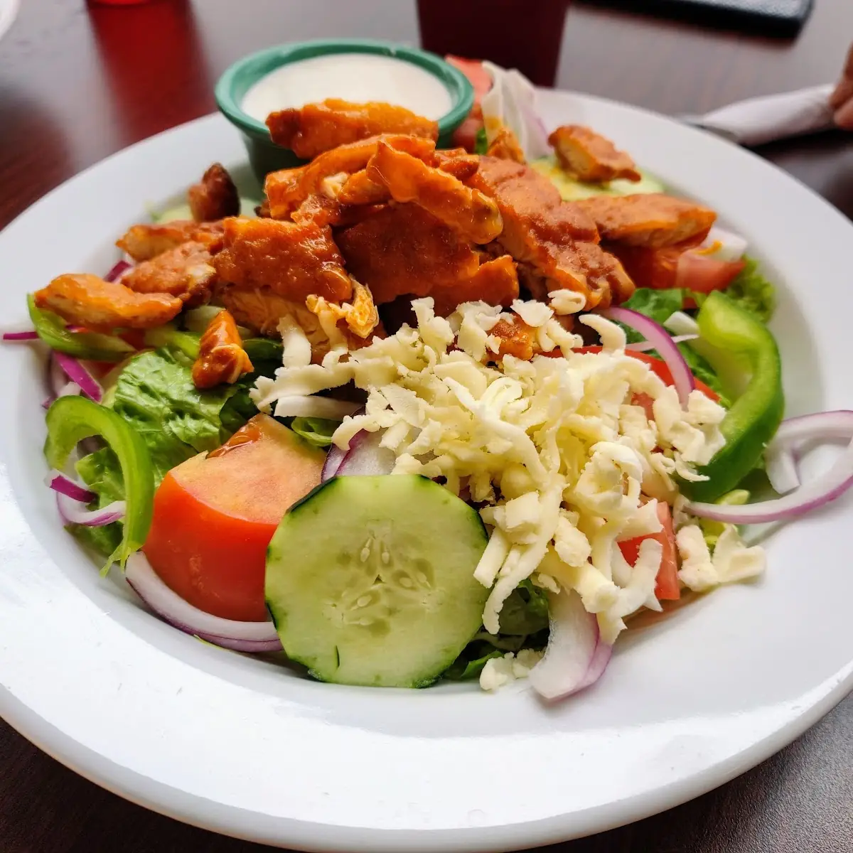 Buffalo Chicken Salad with Fried Chicken