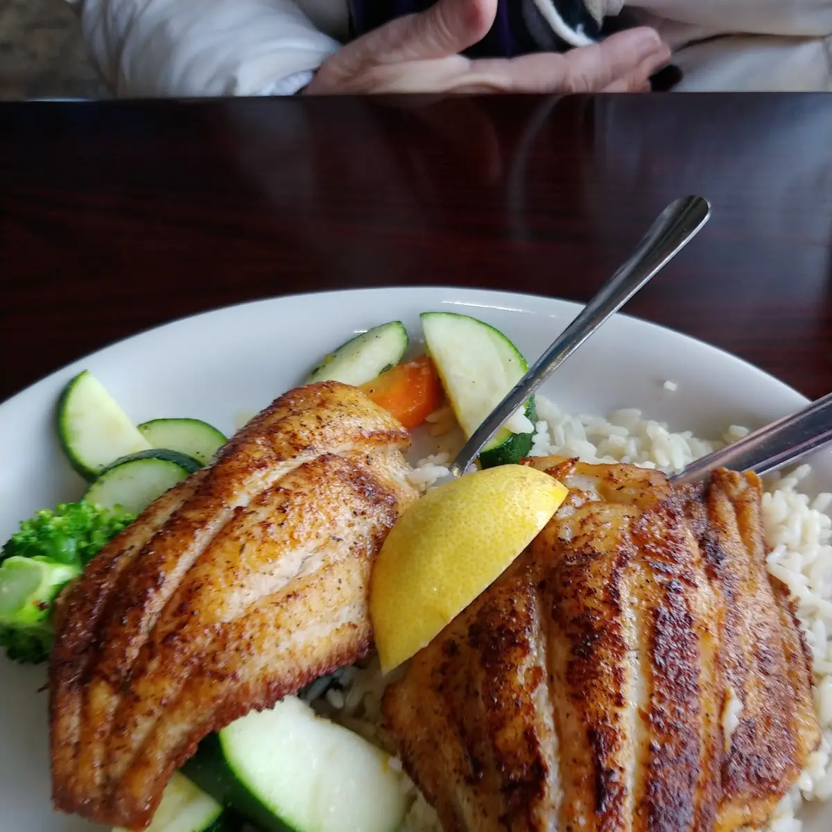Grilled Tilapia with Rice and Vegetables