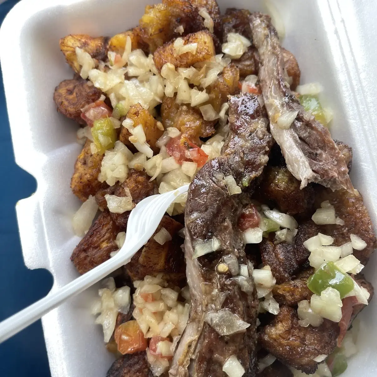 Fried Plantain with Lamb and Mix Vegetables