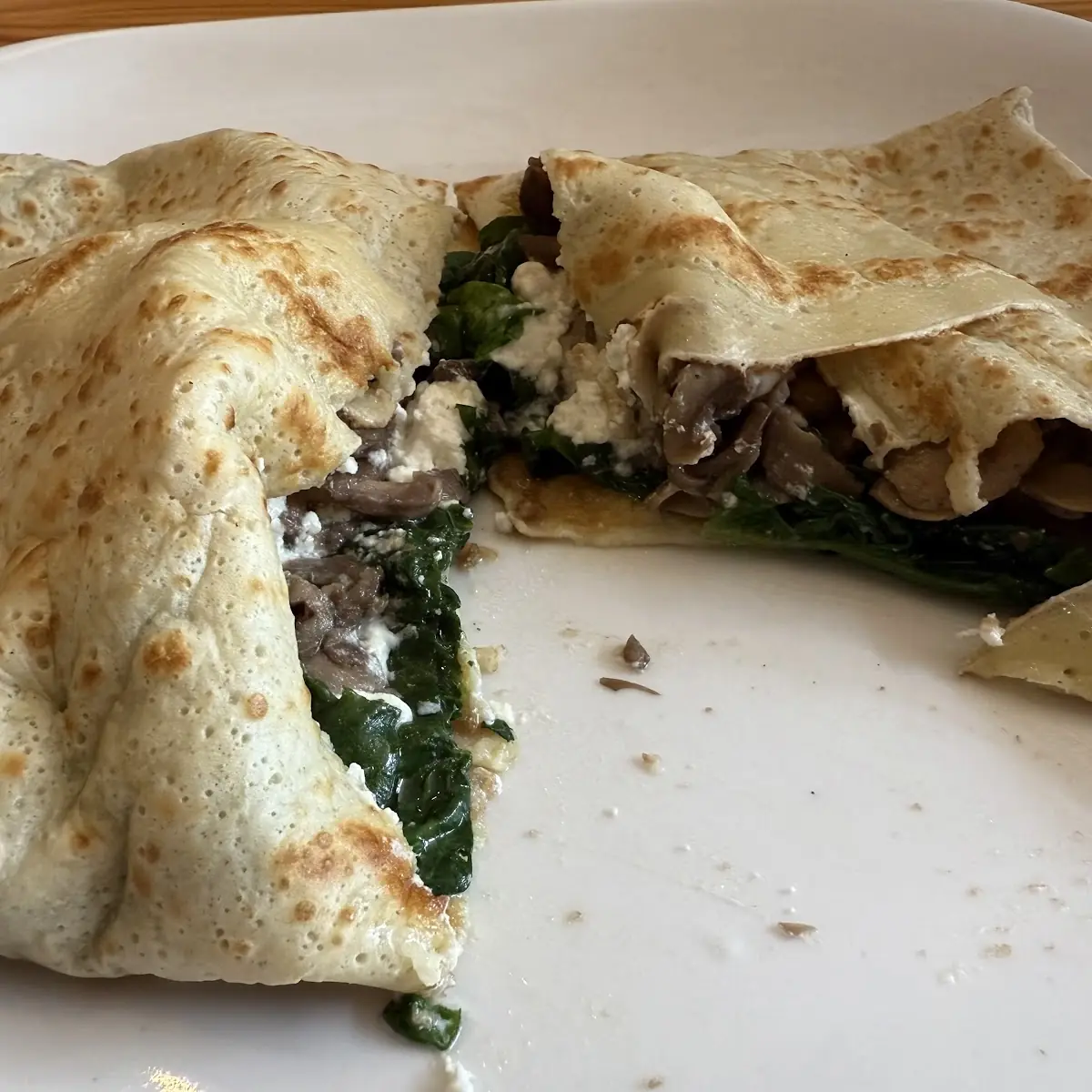 Spinach Mushroom & Goat Cheese Crepe