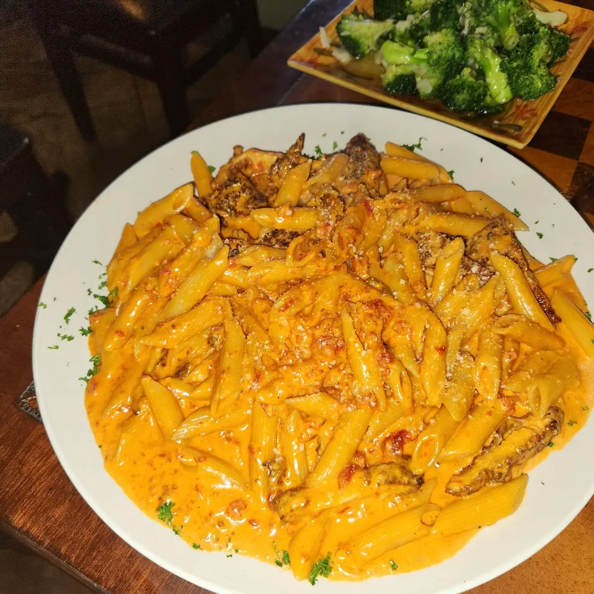 Penne Vodka with Breaded Chicken