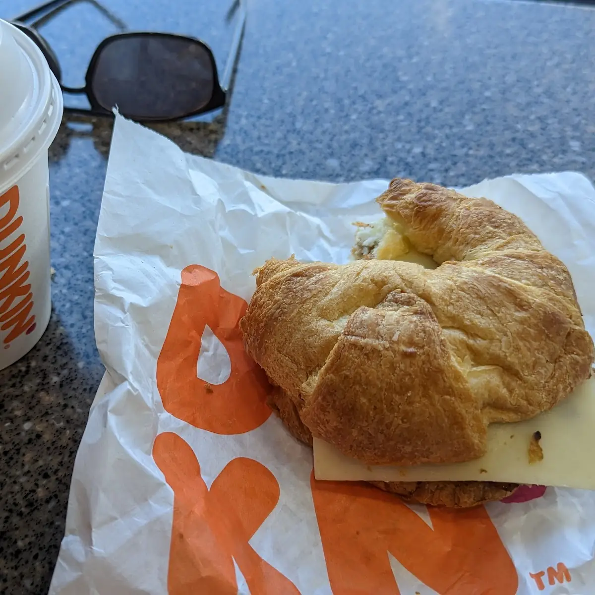 Bacon Sausage Egg and Cheese Croissant