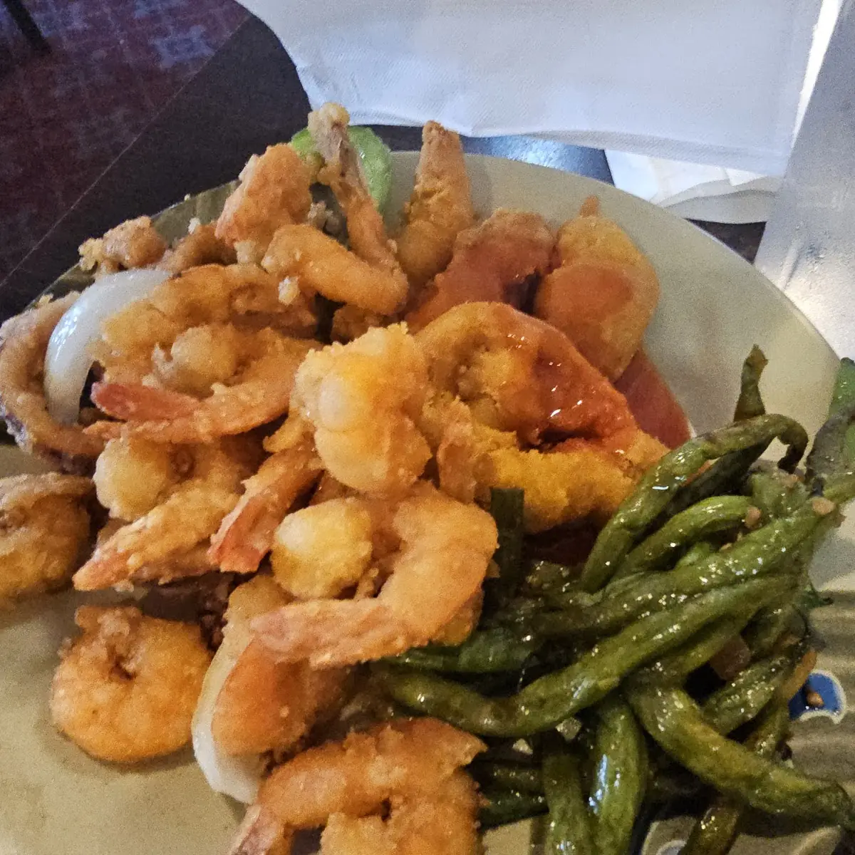 Salt and Pepper Shrimp with String Beans