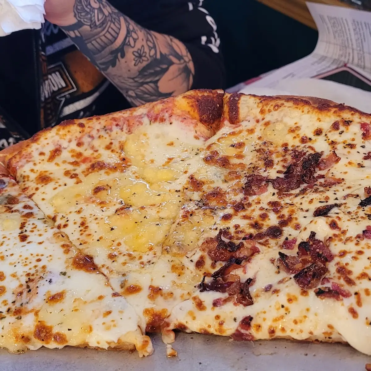 Half Chicken Winger and Half Three Cheese Pizza