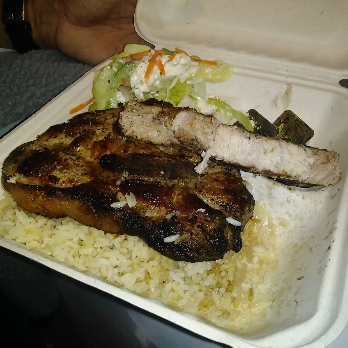 Pork Chops Rice and Salad