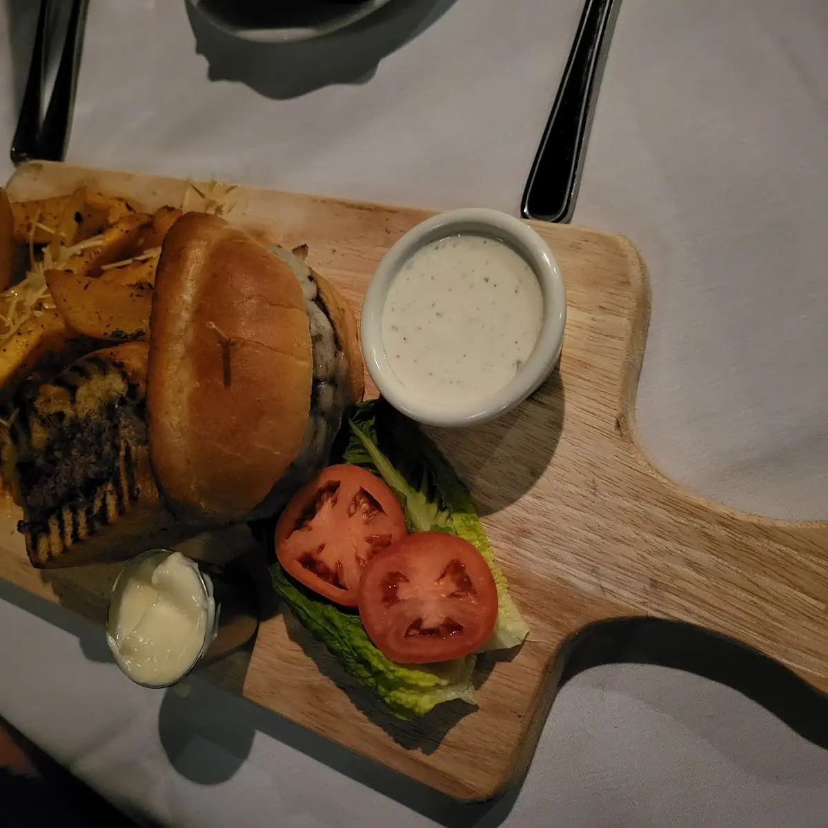 Cheese Burger and Parmesan Fries