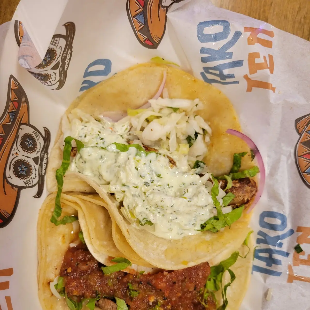 Battered Fish Taco Top Ground Beef Taco Bottom