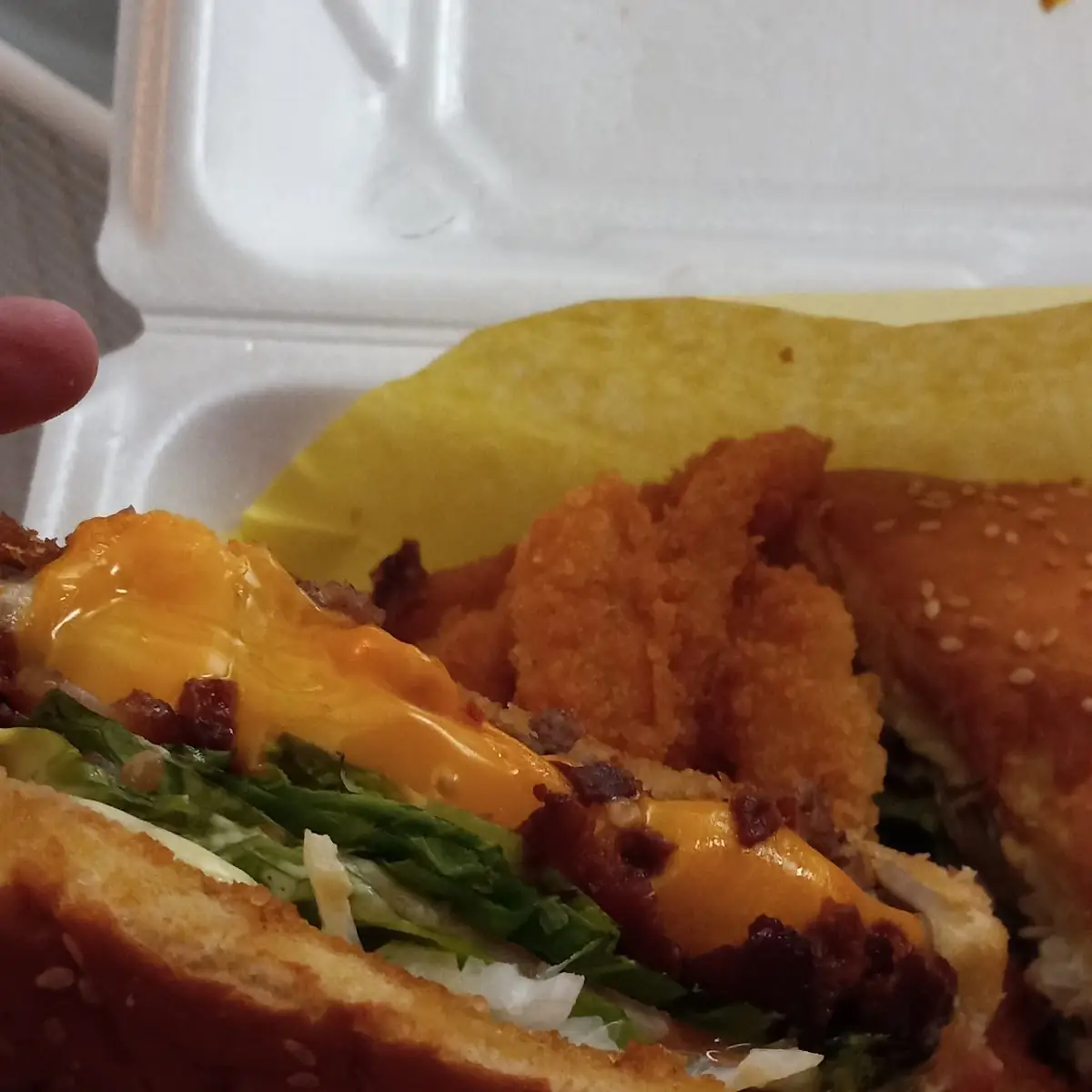 Local Burger with Onion Rings