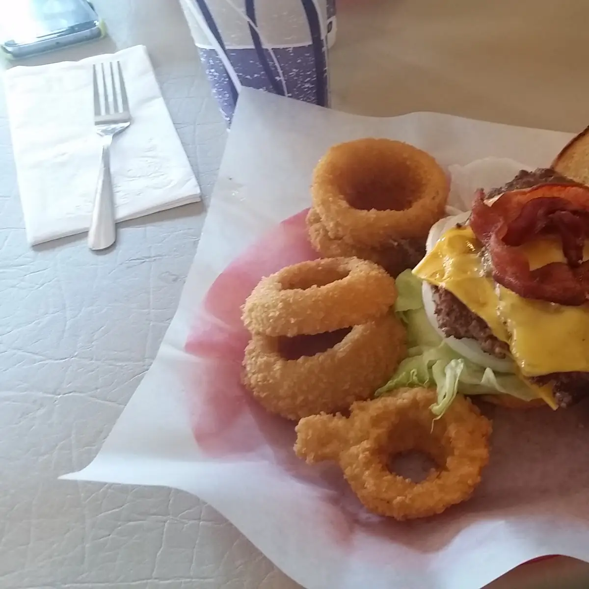 Bacon Double Cheeseburger Deluxe with Rings