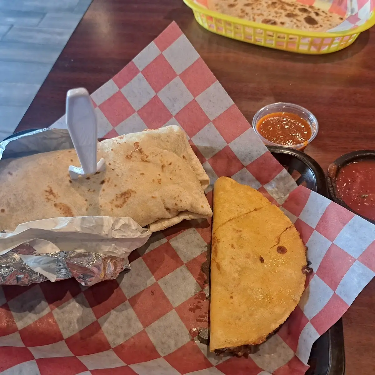 Asada Burrito and and Red Taco