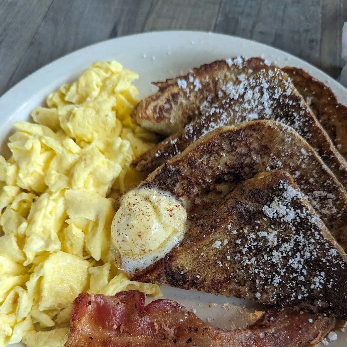 French Toast Eggs and Bacon