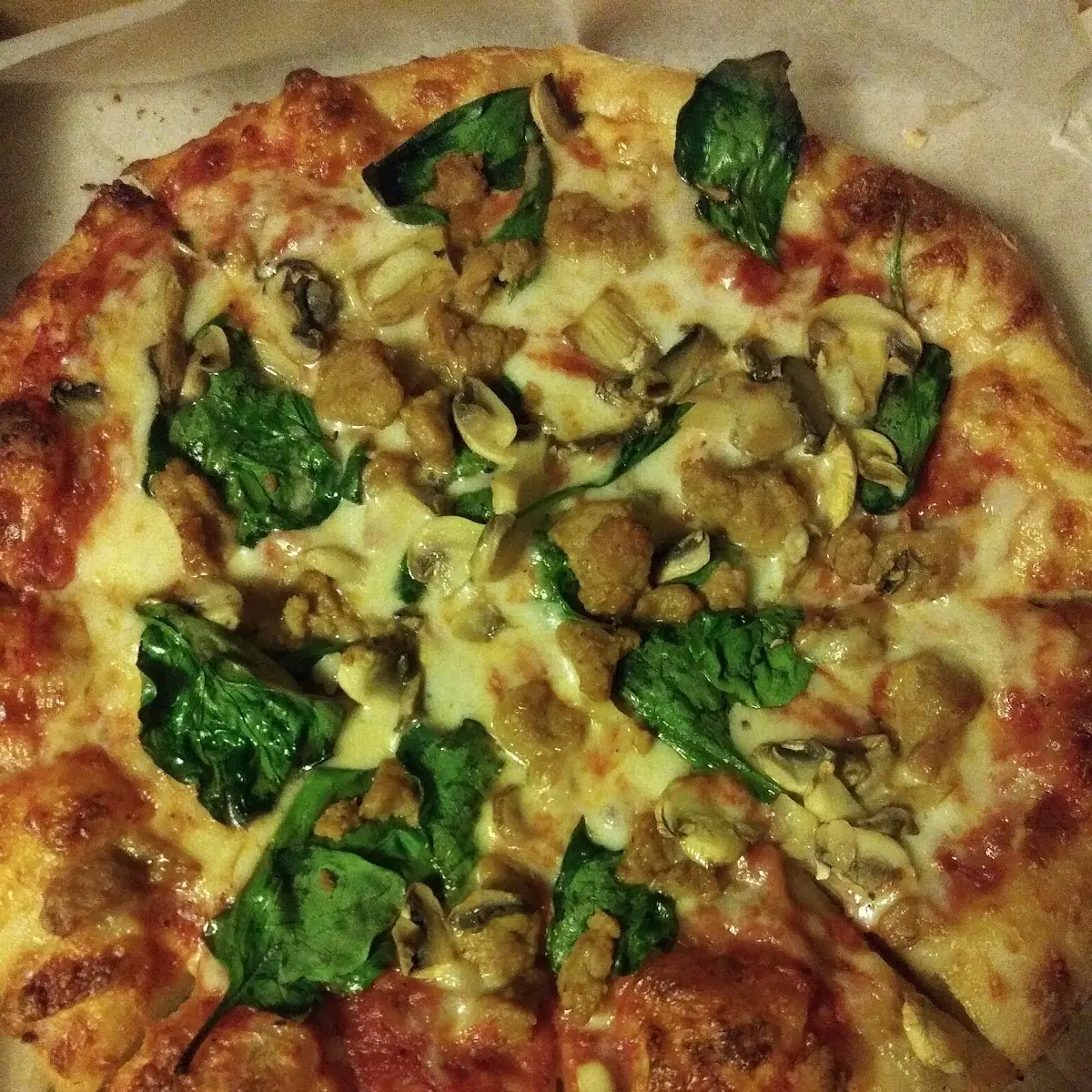 Spinach and Sausage Pizza