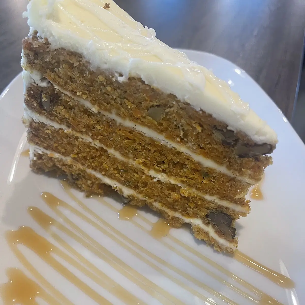 Layered Carrot Cake with Caramel Sauce