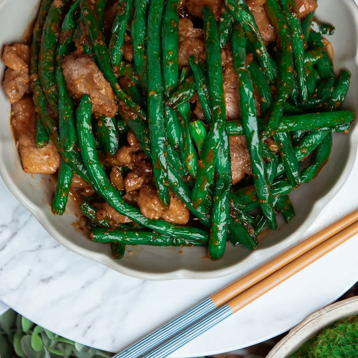 Blistered String Bean with Choice of Protein