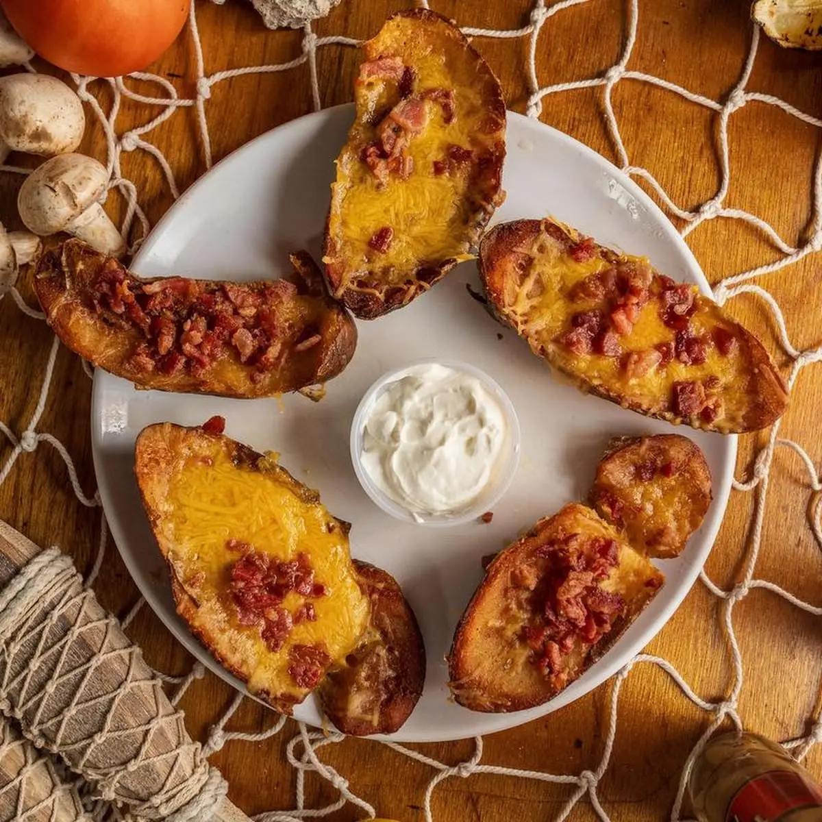 Potato Skins with Cheddar Cheese and Real Bacon Bits