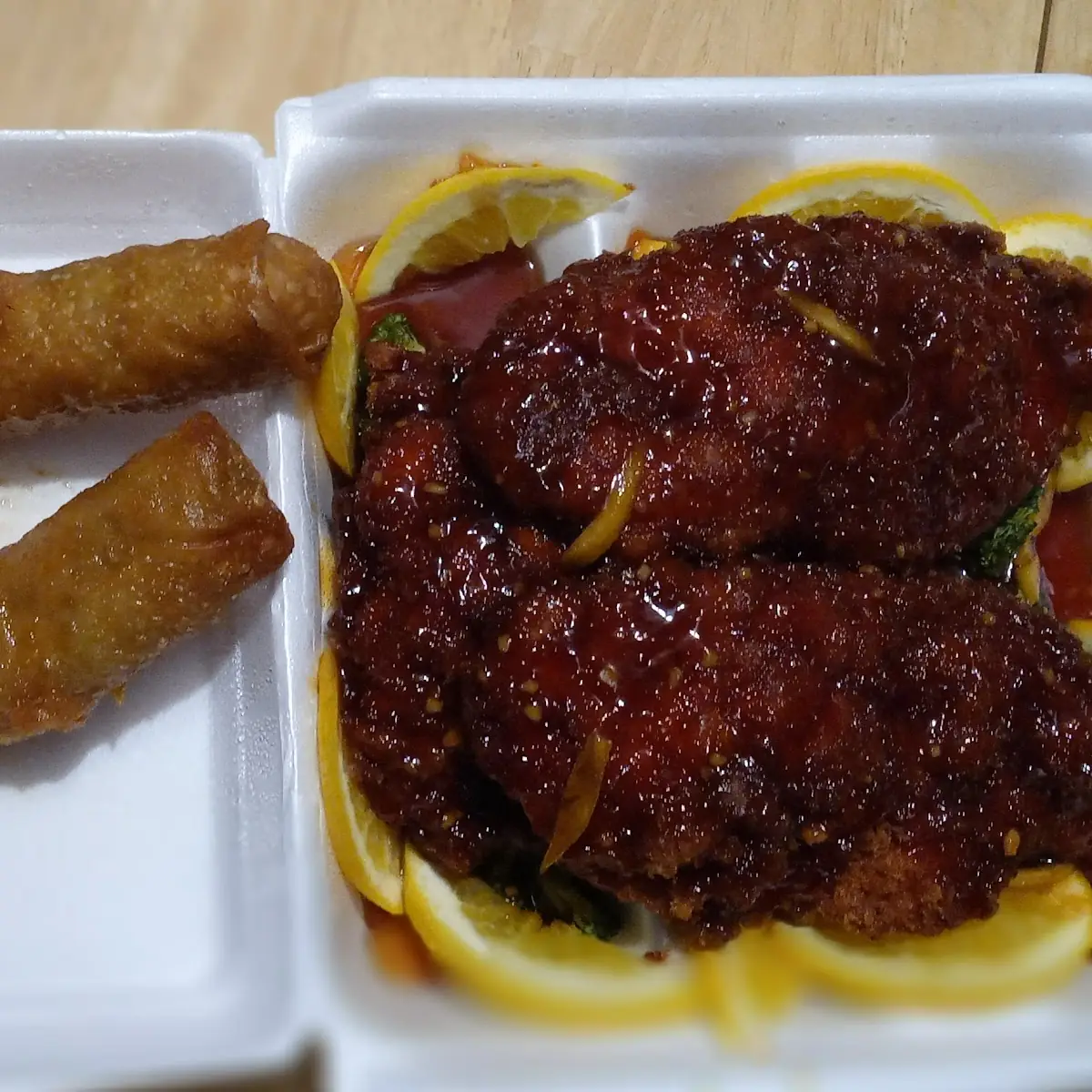 Egg Roll w Orange Chicken