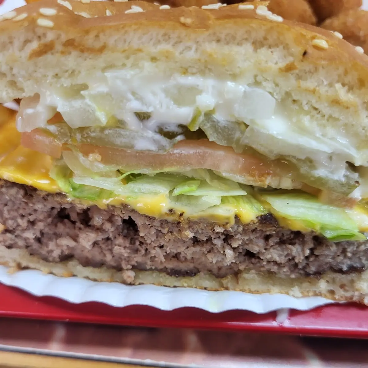 Beef Patty Burger and Fries