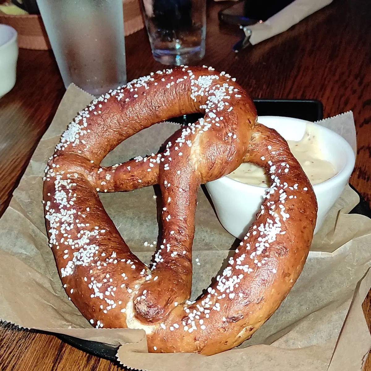 Hot Salted Pretzel with Cheese Dip