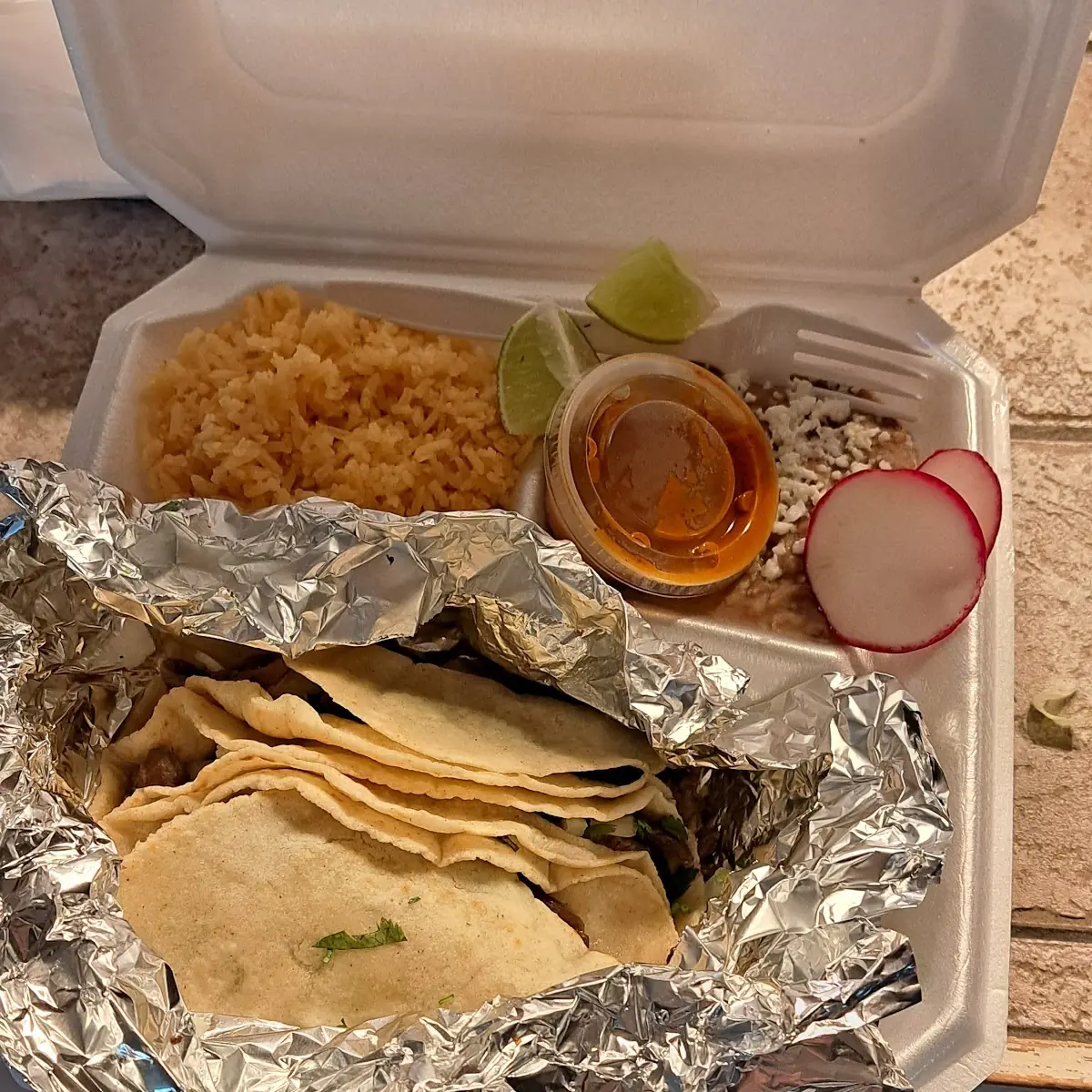 Asada Tacos with Rice &Beans