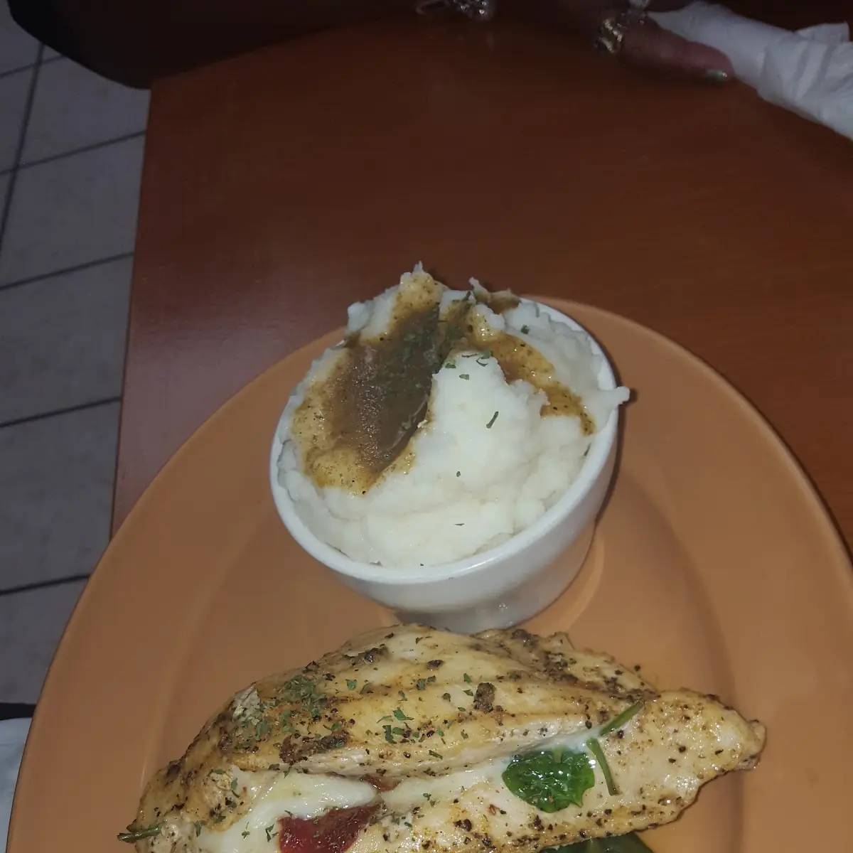 Stuffed Chicken Breast w Green Beans & Mashed Potatoes
