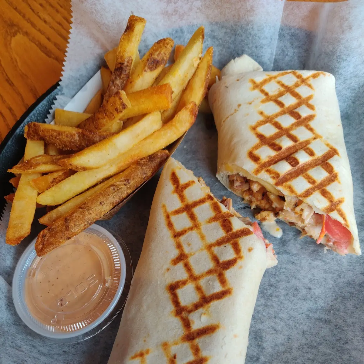Shawarma Wrap and Fries