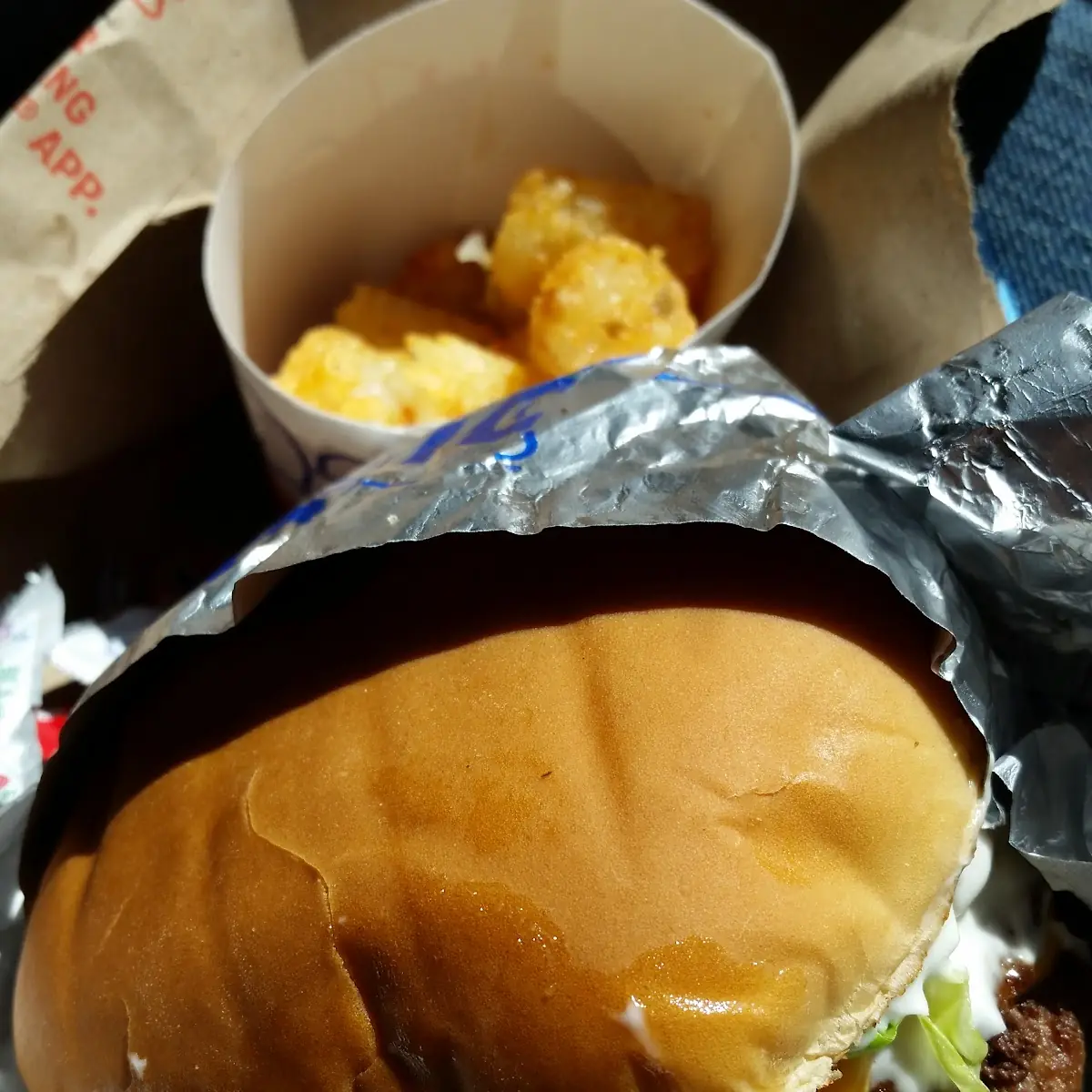 Double Cheese Burger with Tots