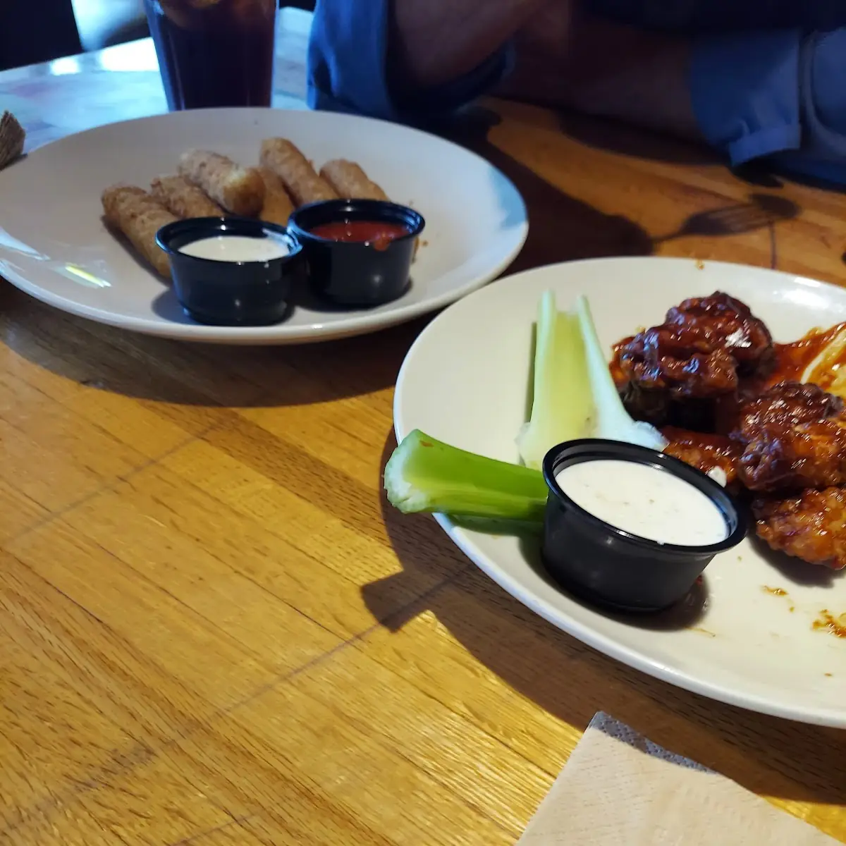Boneless Wings and Mozzarella Cheese Sticks