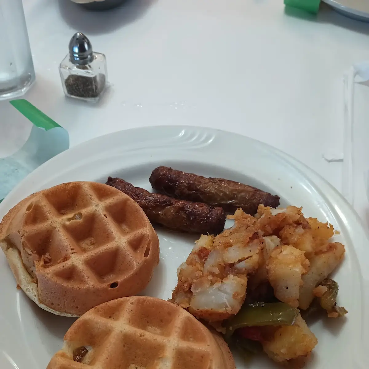 Waffles Turkey Sausage and Potatoes