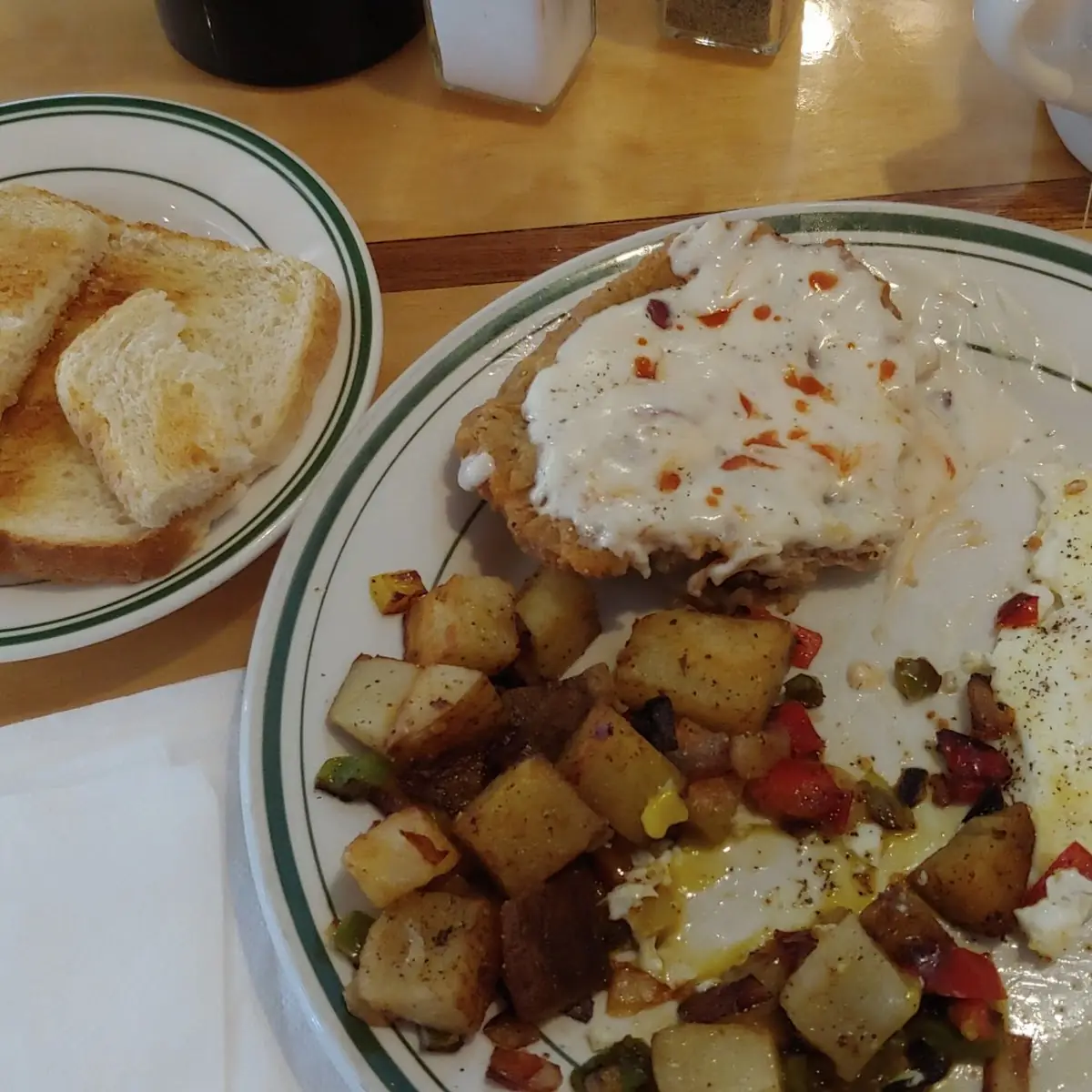Chicken Fried Steak and Eggs and Toast