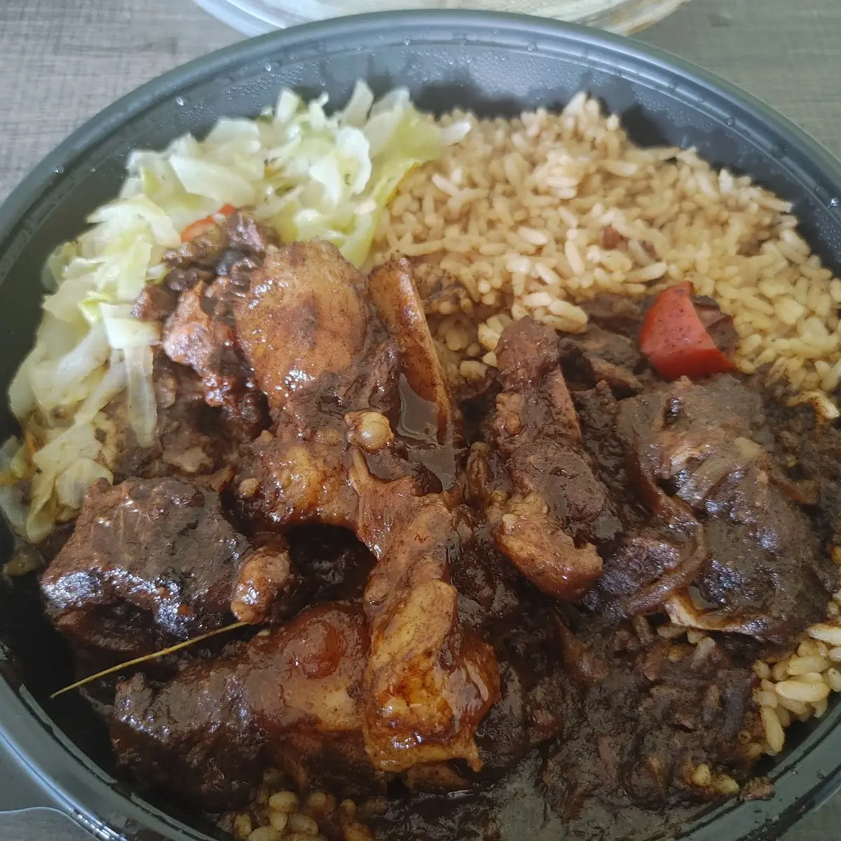 Oxtail Dinner w Rice & Peas and Cabbage