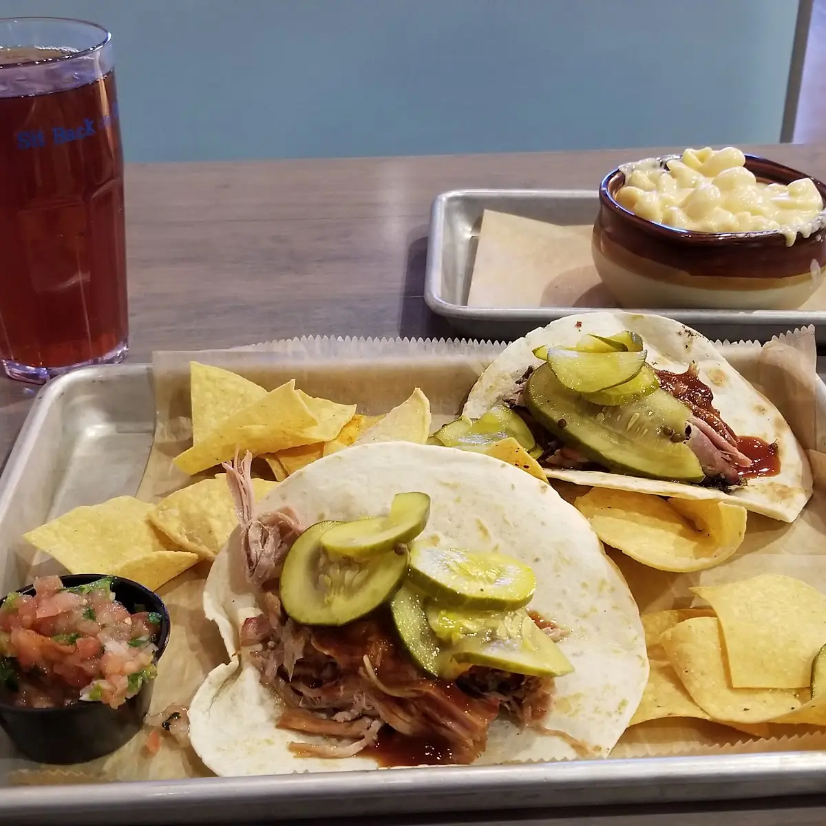 Pulled Pork Tacos and a Side of Mac Cheese