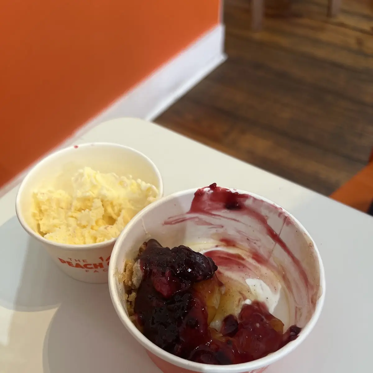 Blackberry Peach Cobbler and Vanilla Ice Cream