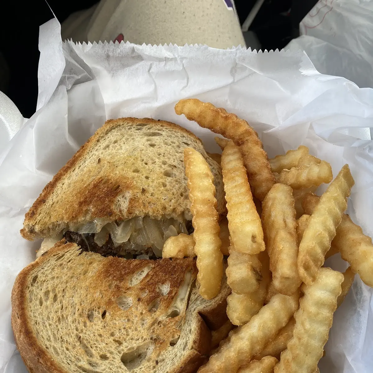 Patty Melt and Fries