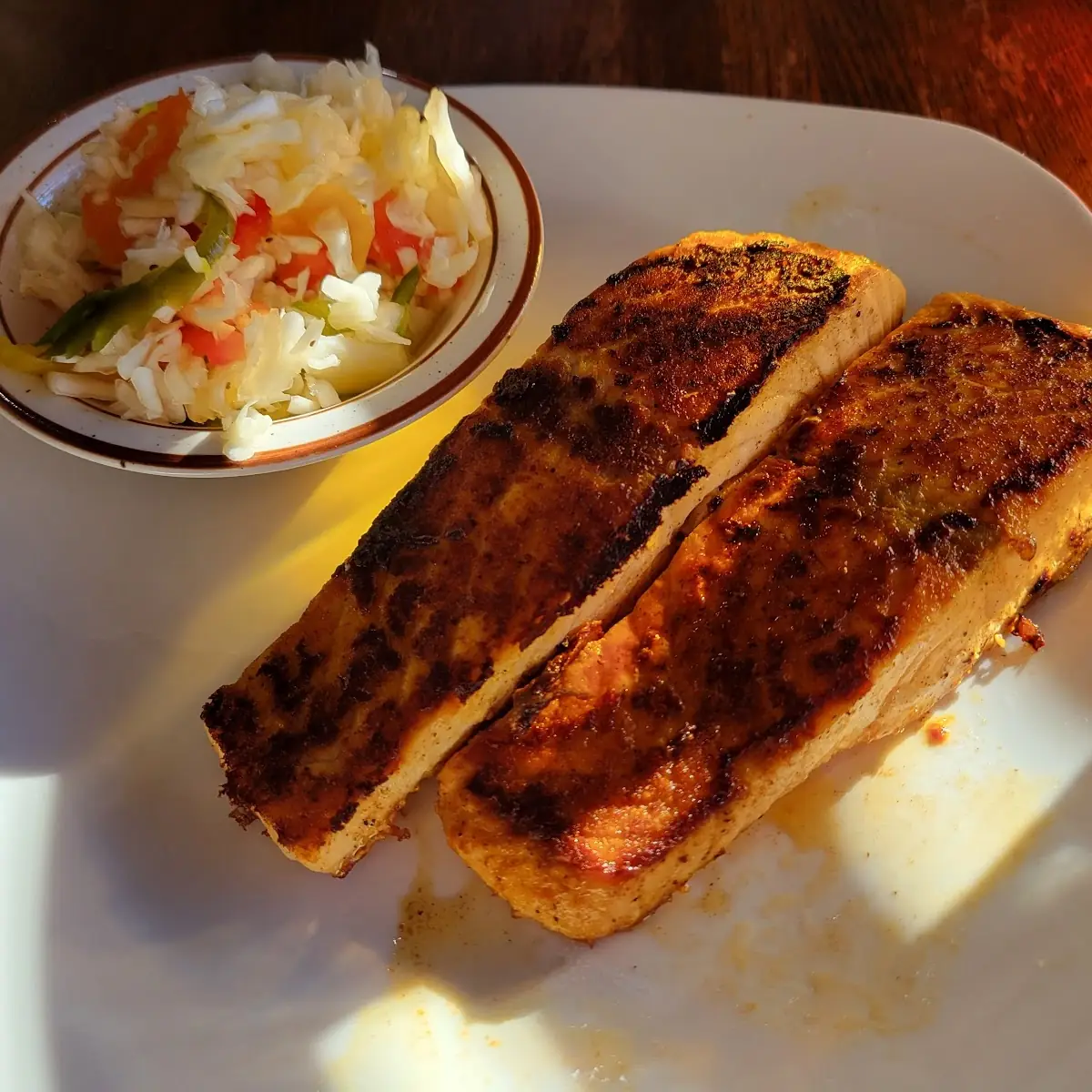 Grilled Salmon with Pepper Slaw