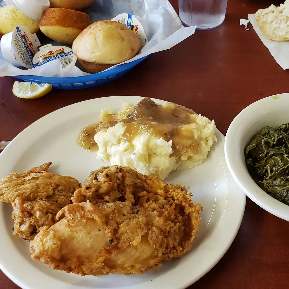 Fried Chicken Mashed Potatoes Turnip Greens