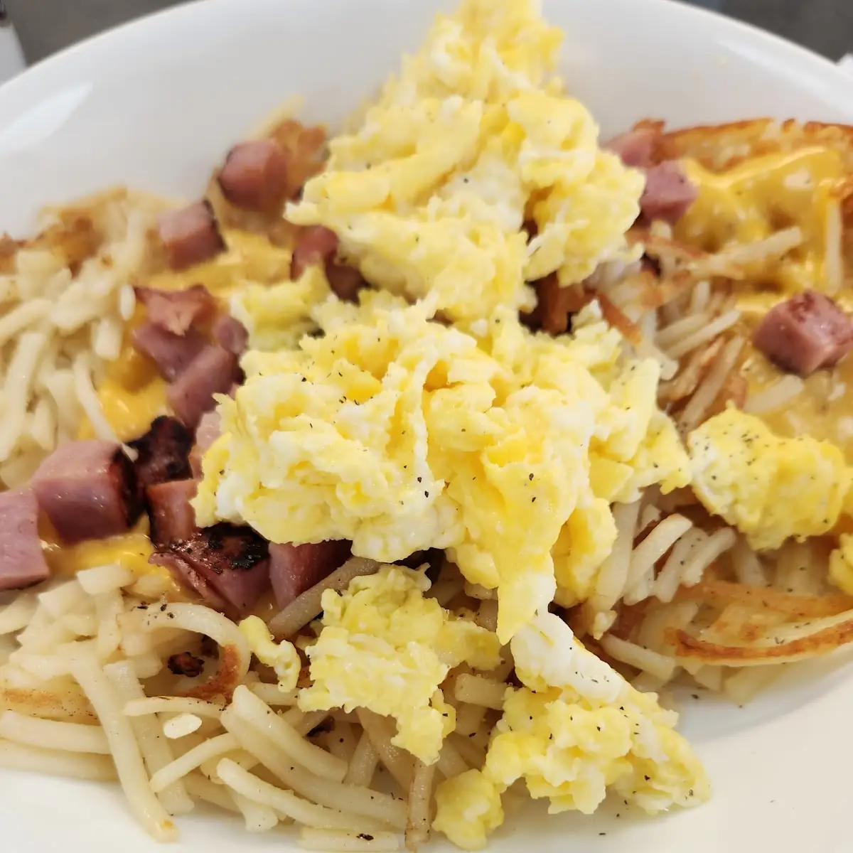 Ham Egg and Cheese Hashbrowns