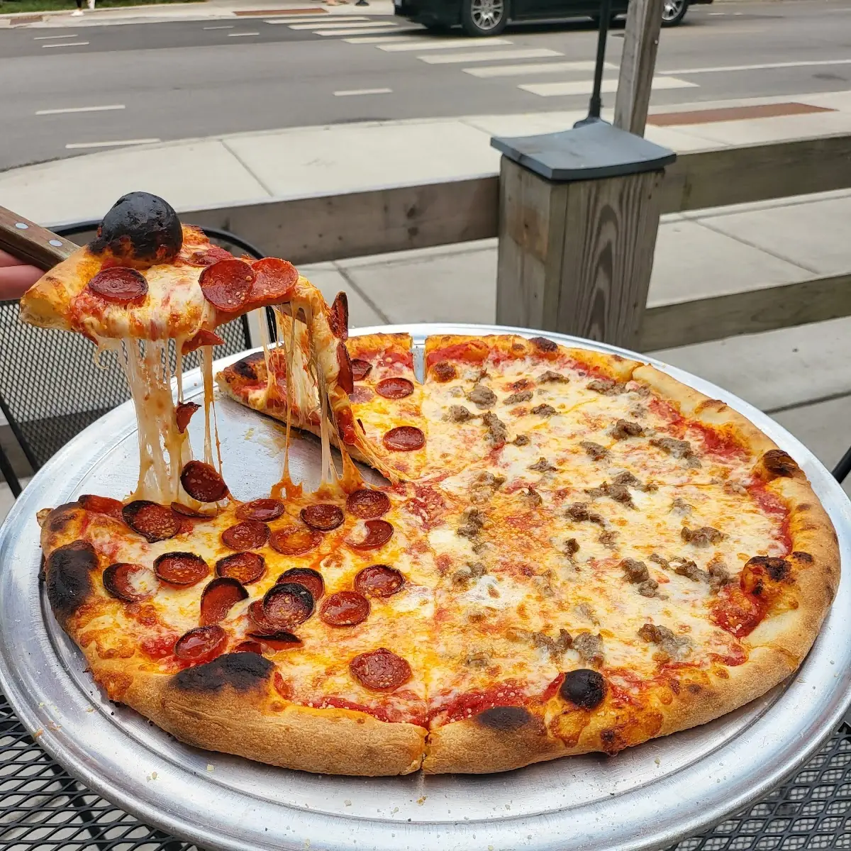 Half Pepperoni Half Sausage Pizza