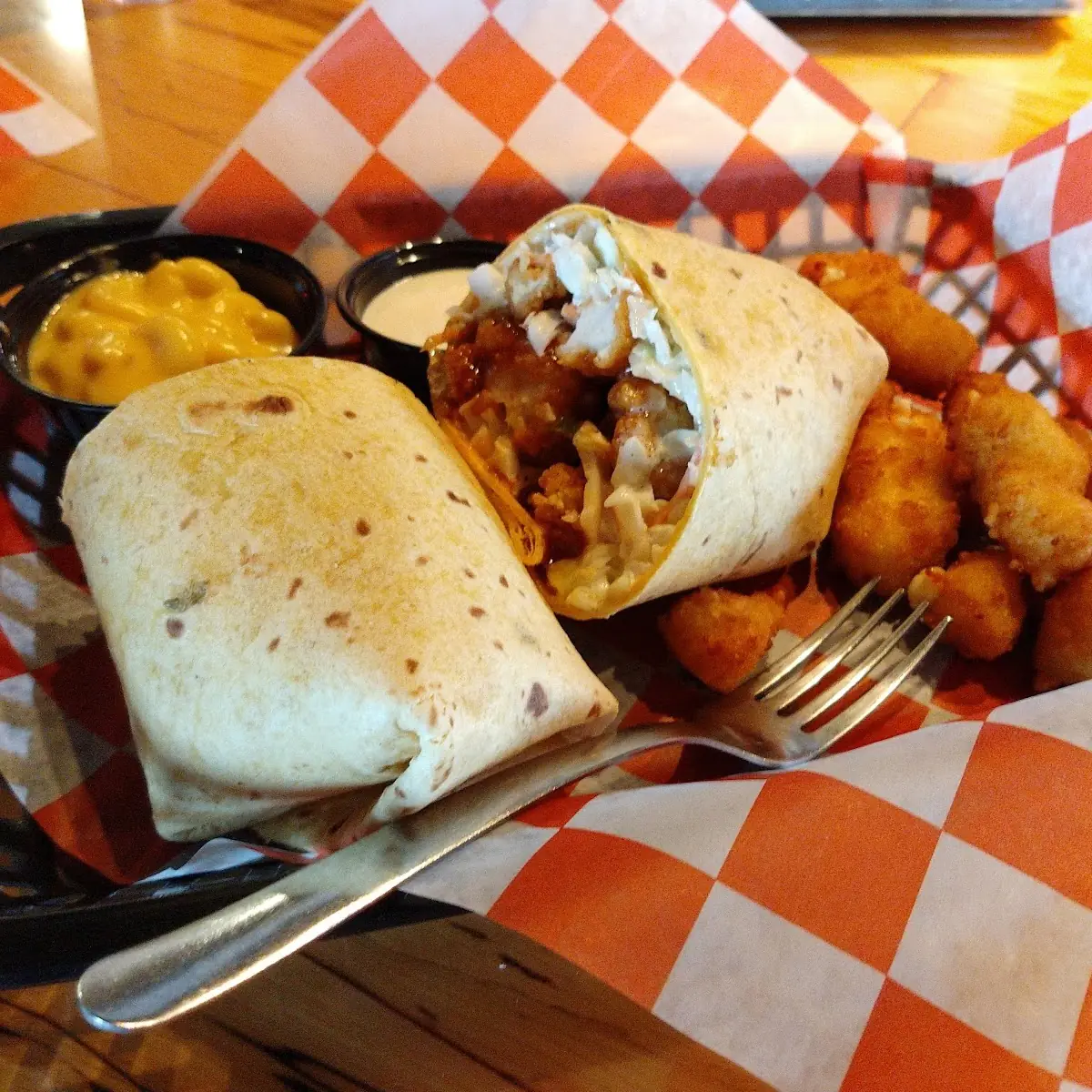 Shiracha Chicken Wrap with Cheese Curds