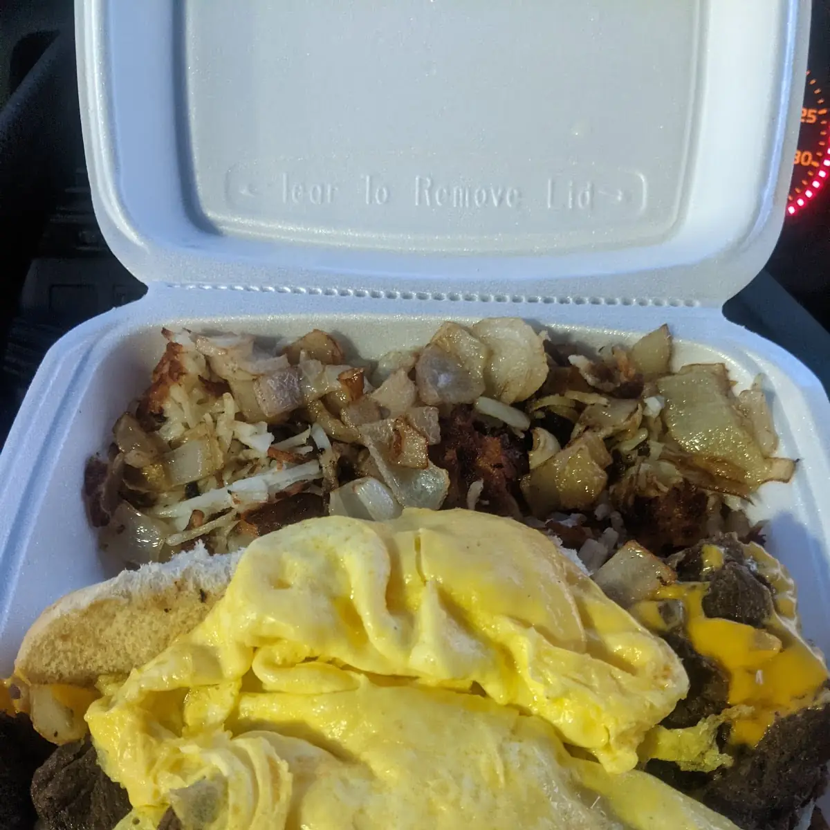 Philly Scrambled Eggs and Cheese Steak on Sub Roll