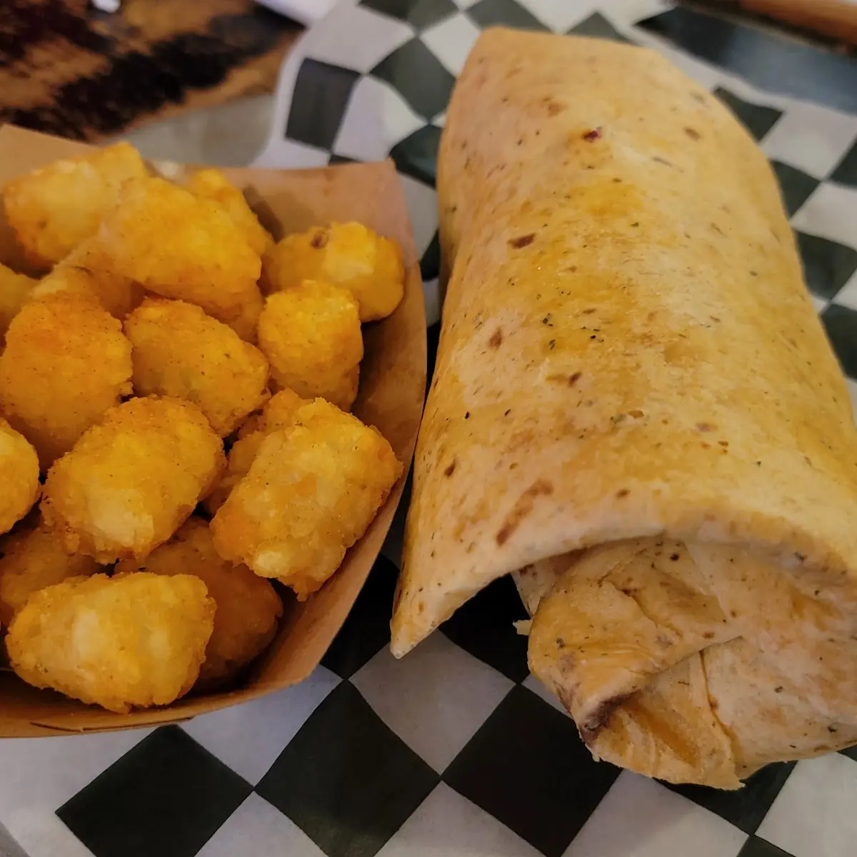 Buffalo Chicken Wrap with Tots