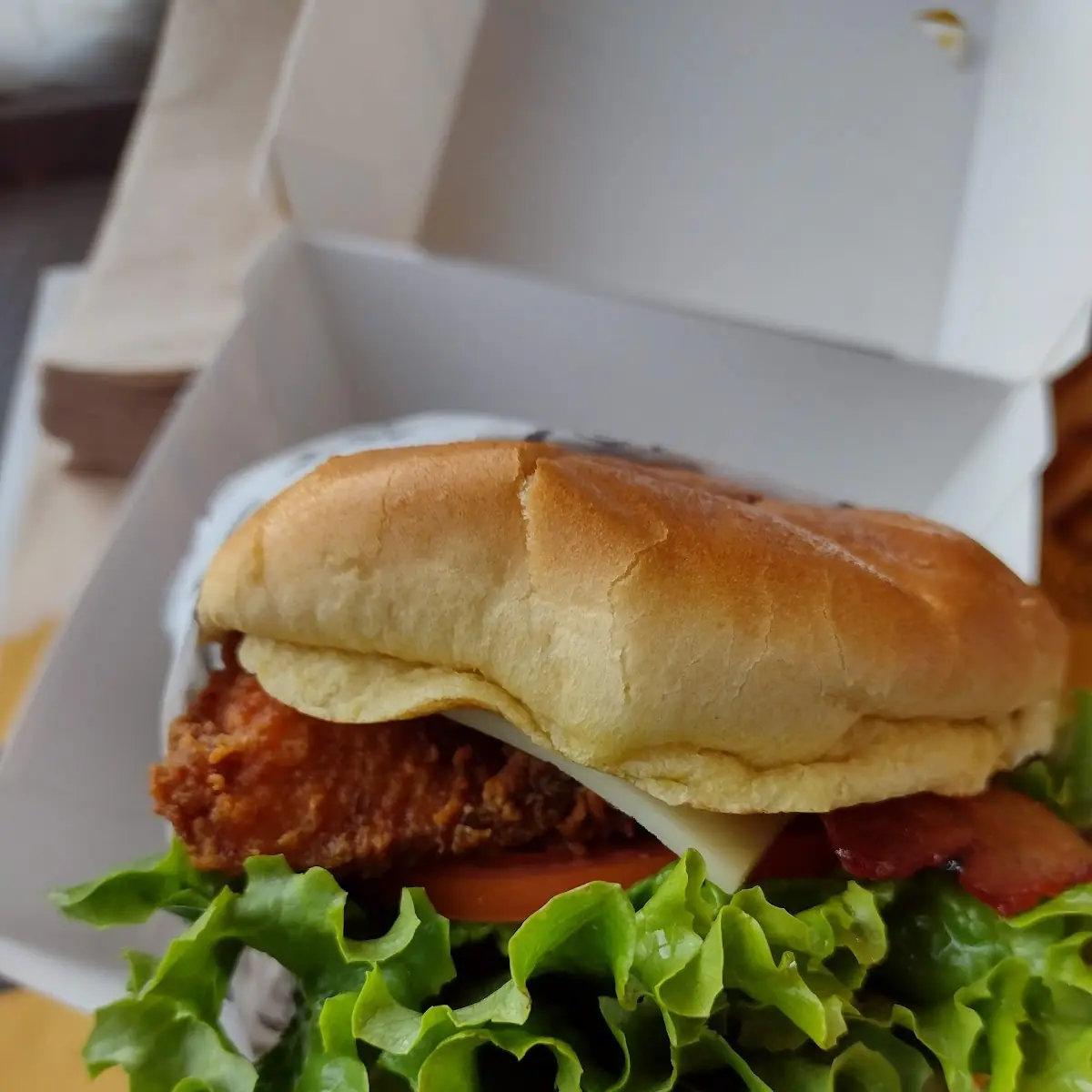 Crispy Chicken Bacon Swiss Burger