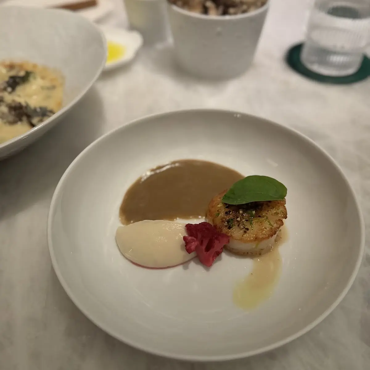 Seared Scallops with Sauces and Greens