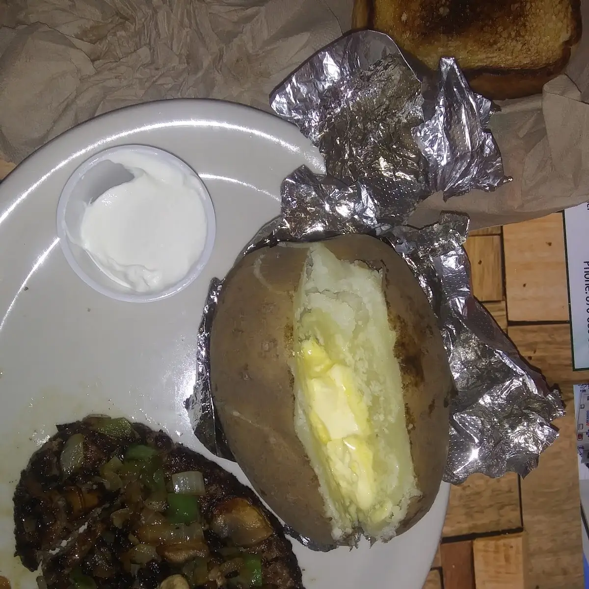 Chopped Steak with Baked Potato and Side Salad
