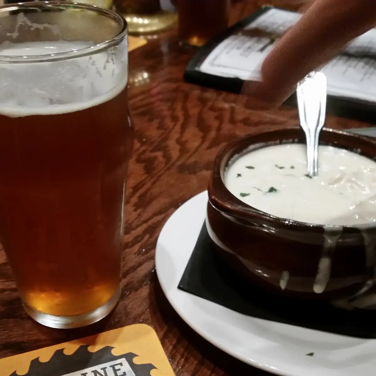 New England Clam Chowder and Stone Crab IPA