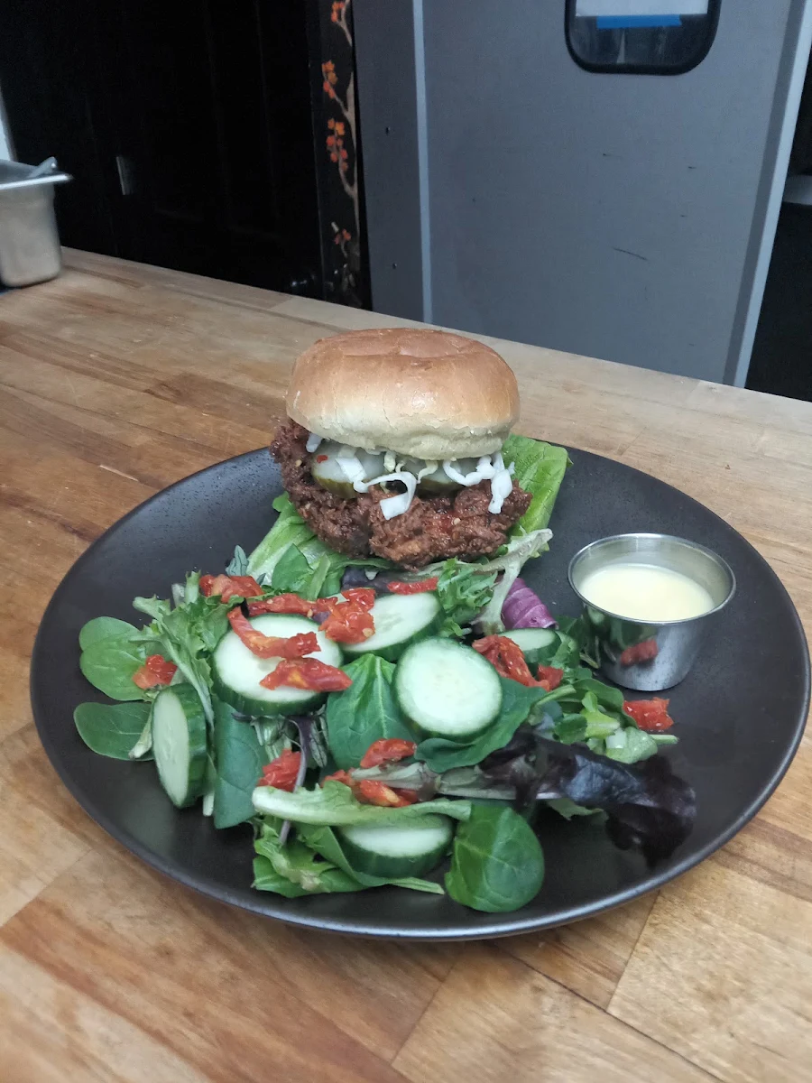 Honey Hot Chicken with a Side Salad