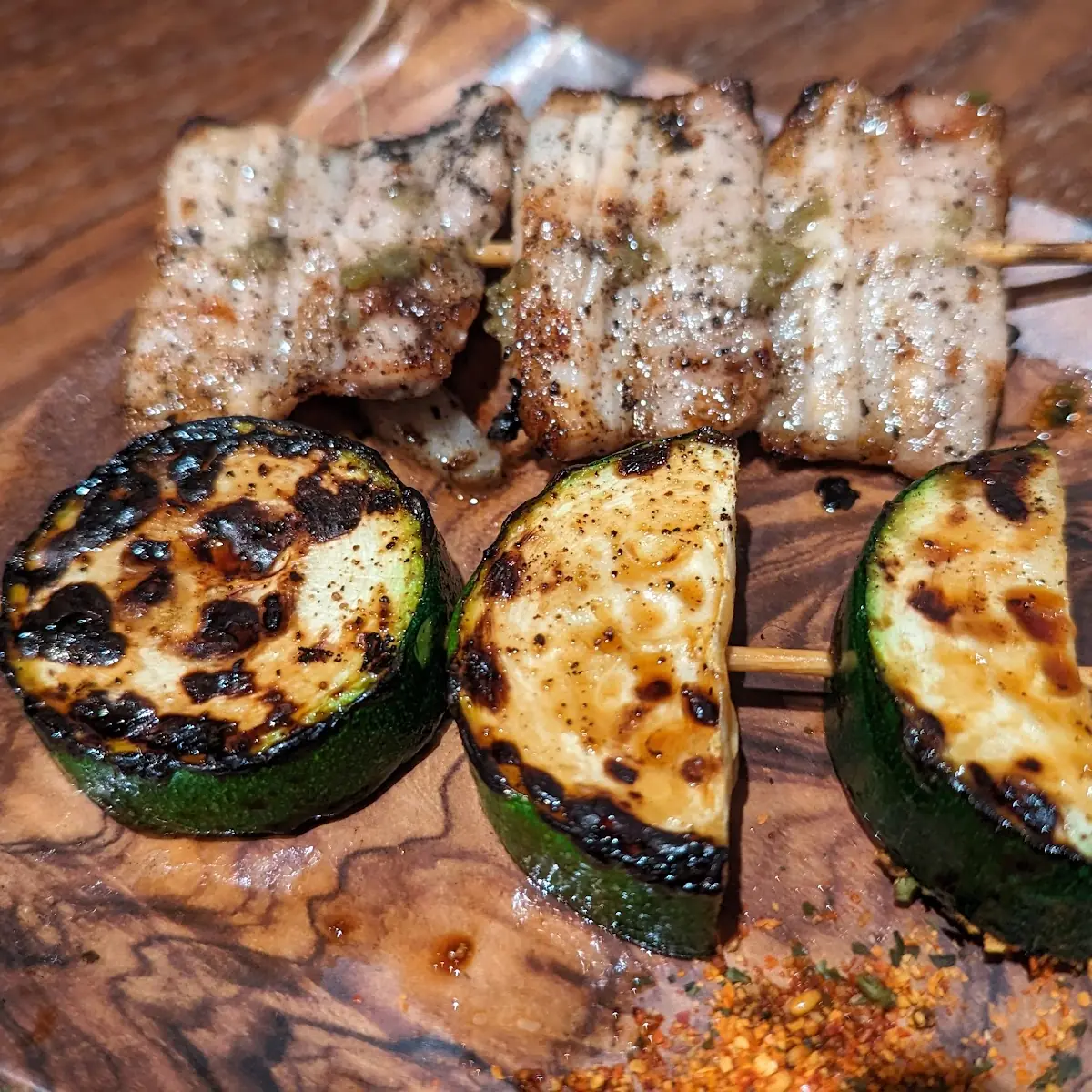 Zucchini and Pork Belly Yakitori