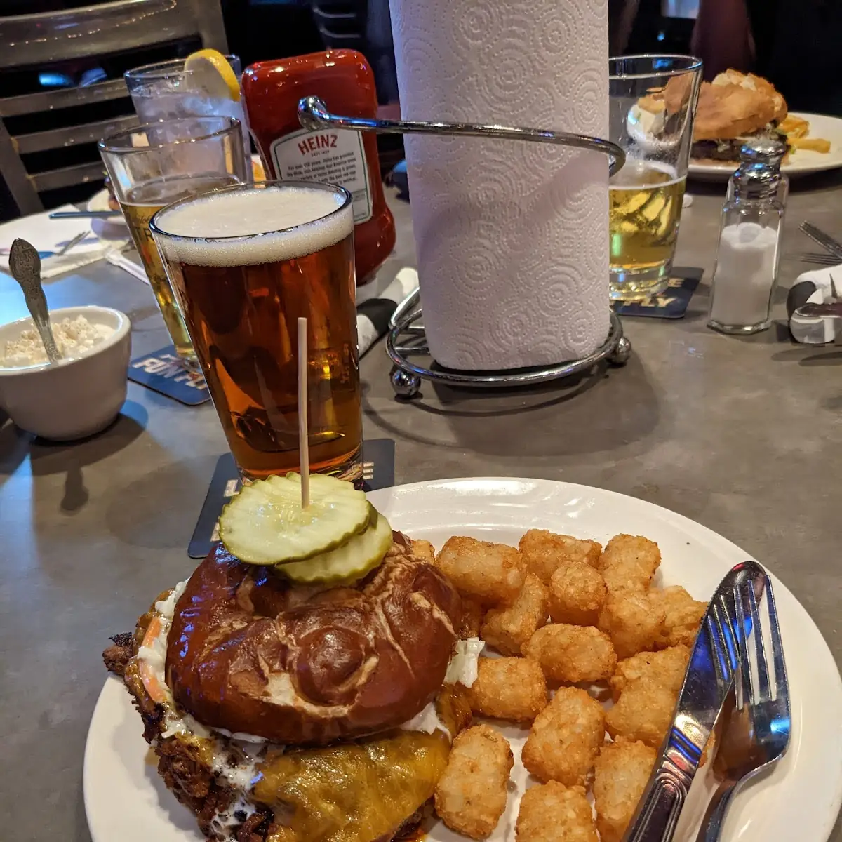 Pulled Pork Sandwich with Tater Tots
