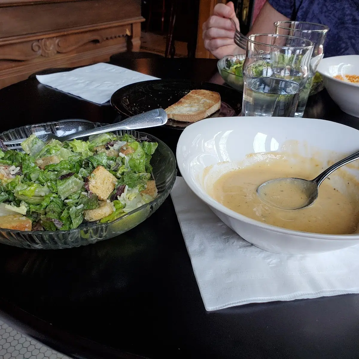 Lobster Bisque Soup and Caesar Salad