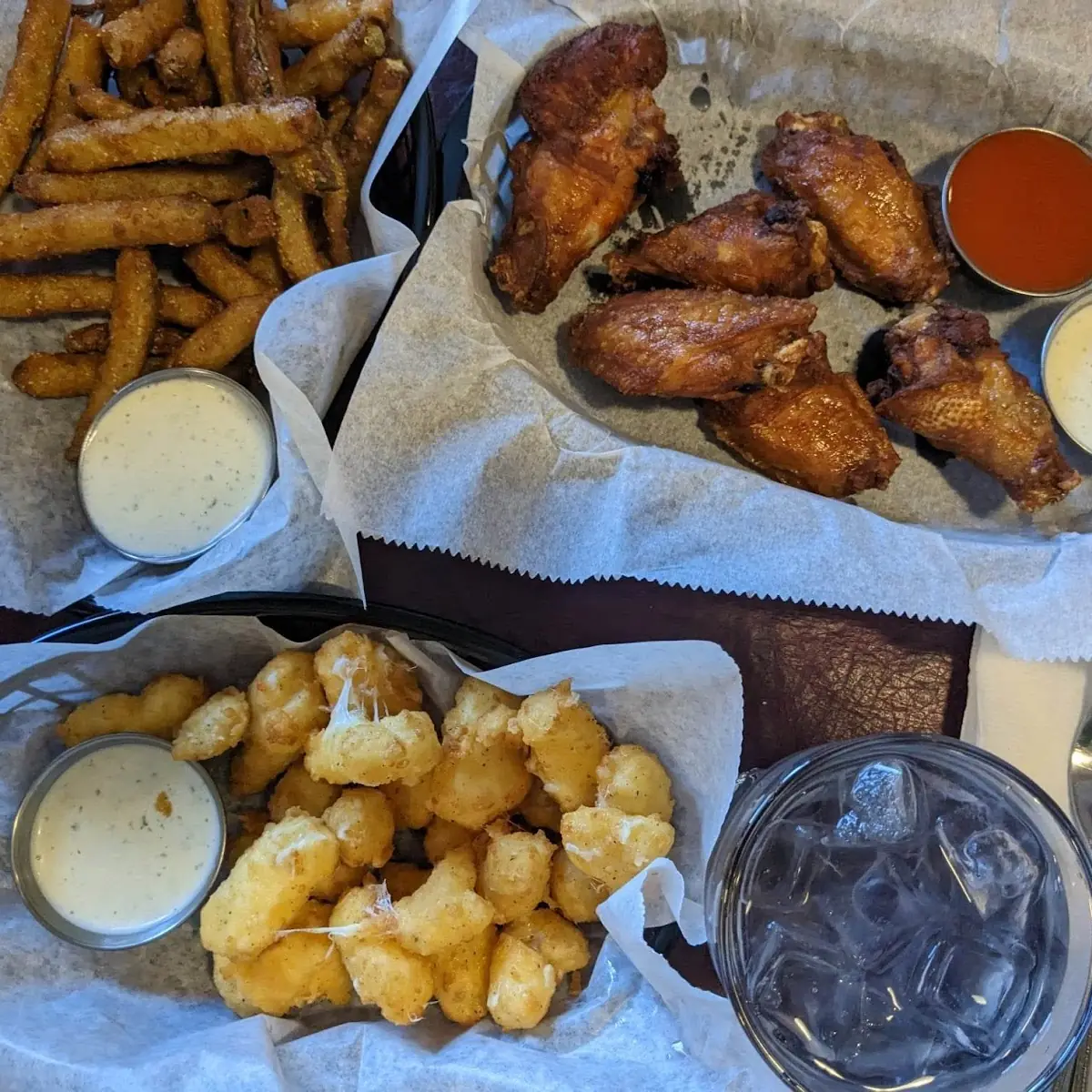 Fried Pickles Cheese Curds Chicken Wings