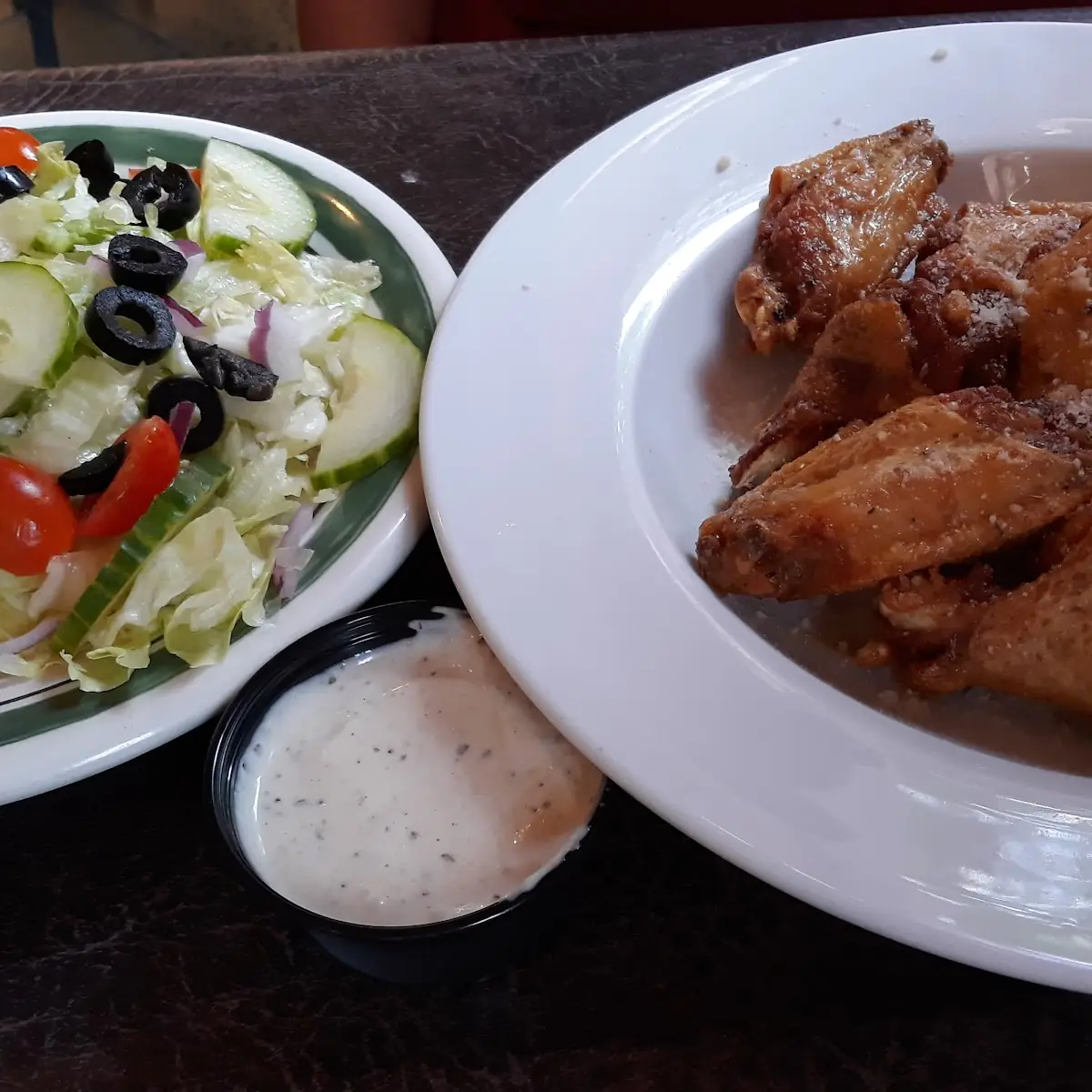 Salad and Chicken Wings